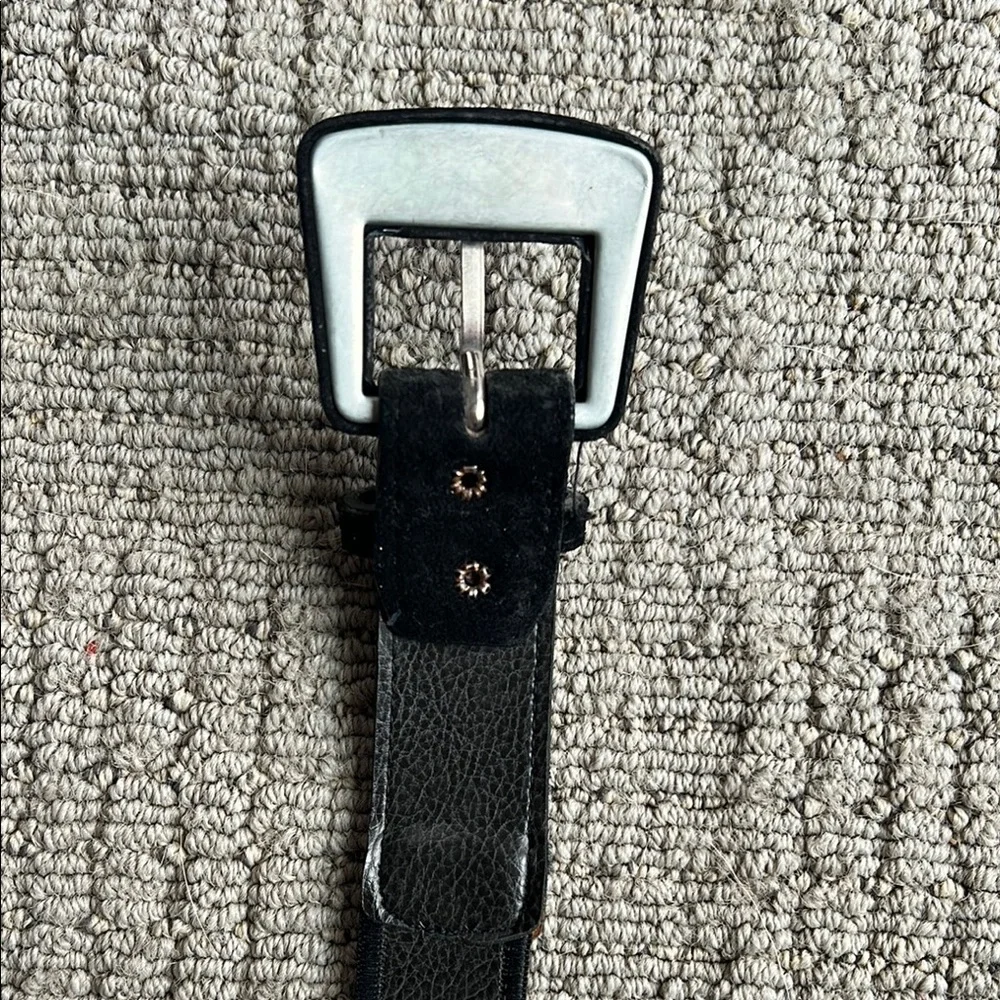 Kandell & Marcus Black Suede Belt with Patterned Detail